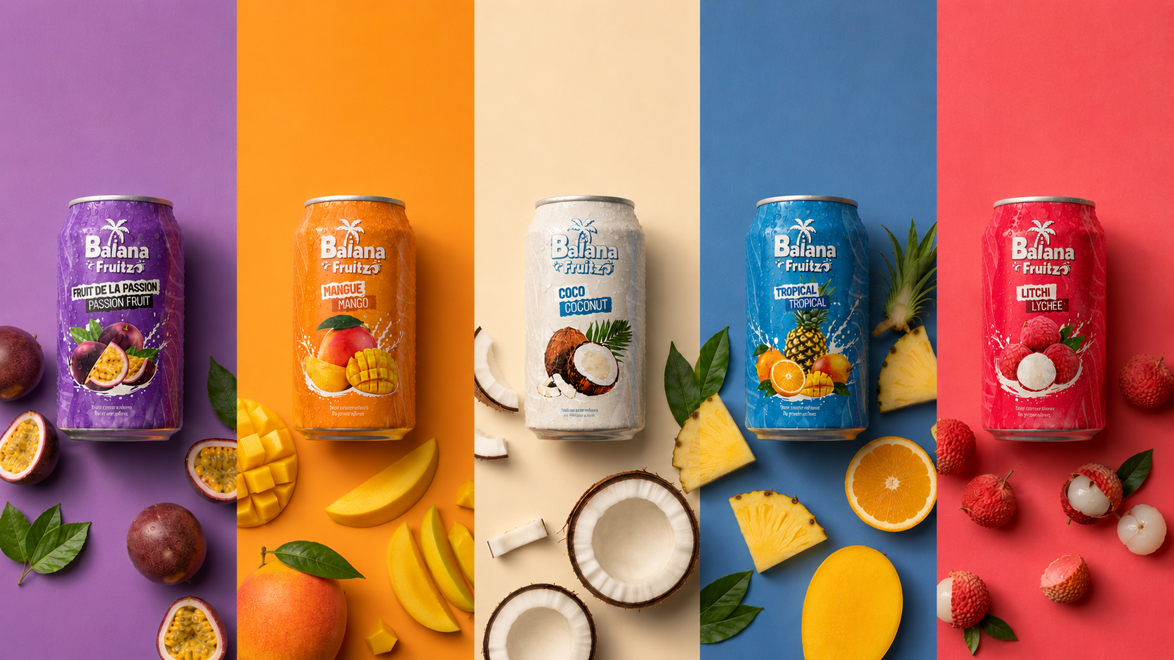 Les cinq canettes Baïana Fruitz